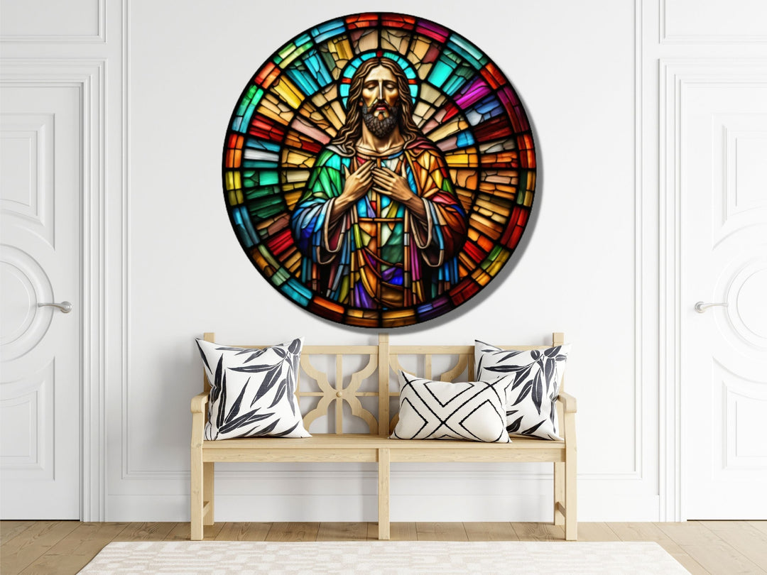 Stained Glass Jesus Christ Pattern Wall Art Window-Wall Painting Decor