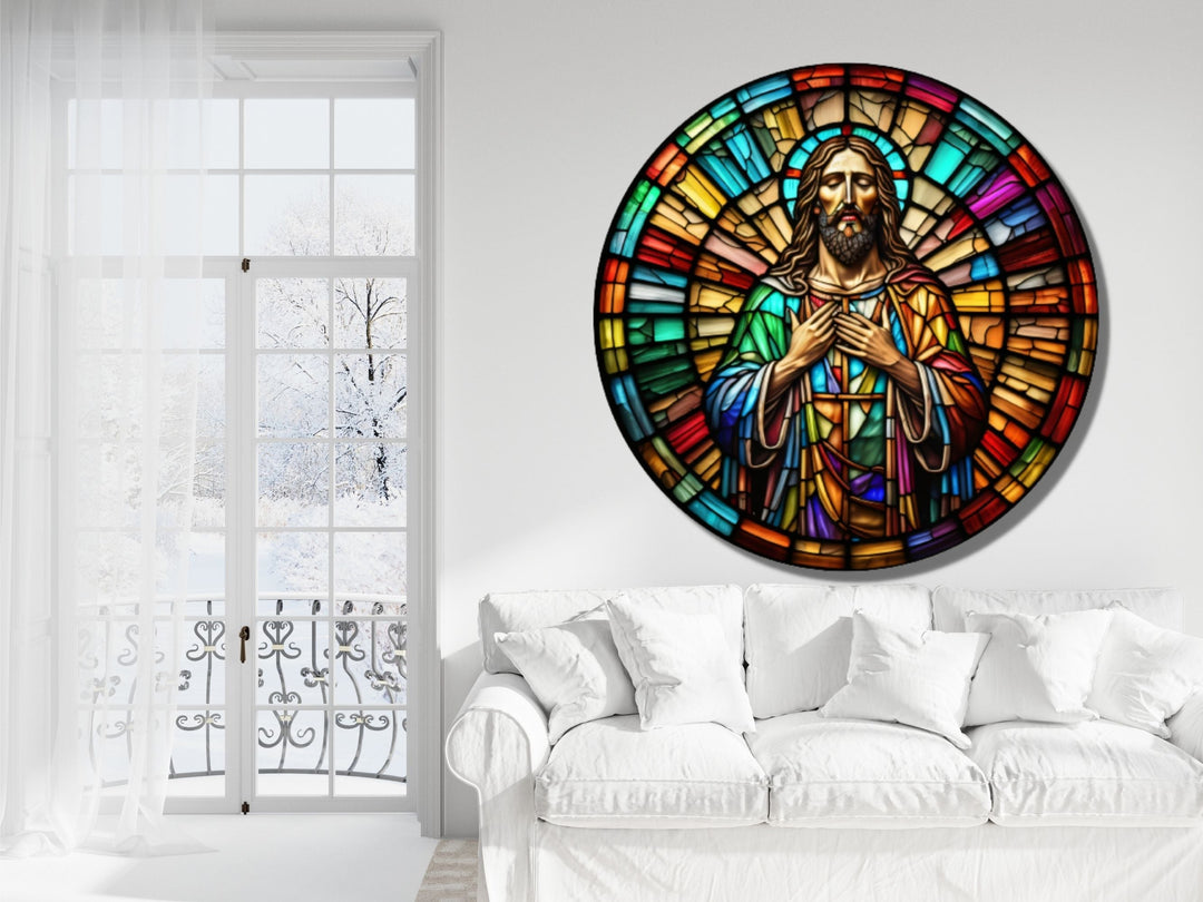 Stained Glass Jesus Christ Pattern Wall Art Window-Wall Painting Decor