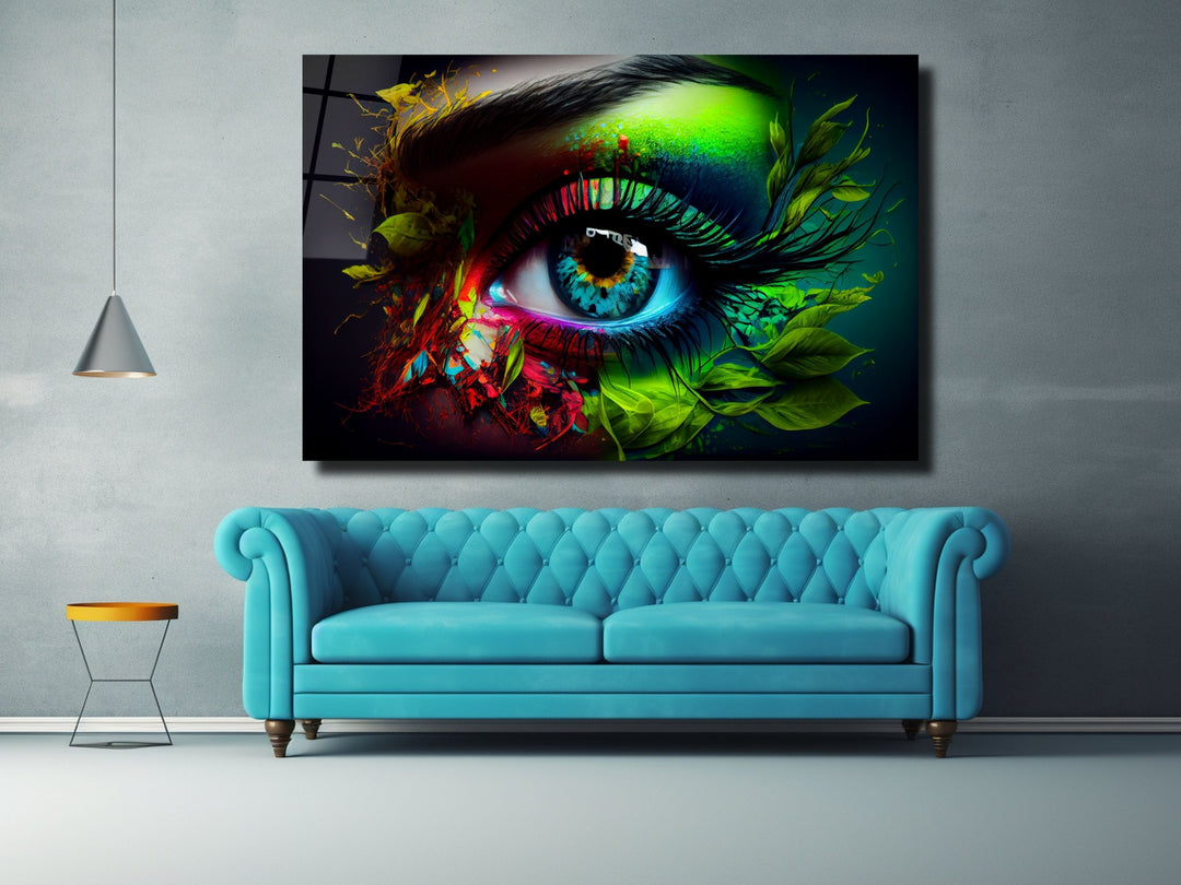 Colorful Eyes Glass Printing Wall Art - Modern Glass Wall Decor