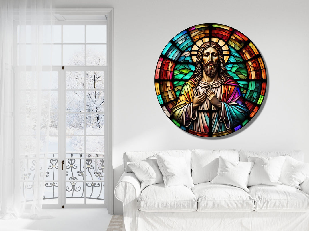 Stained Glass Jesus Christ Pattern Wall Art Window-Wall Painting Decor