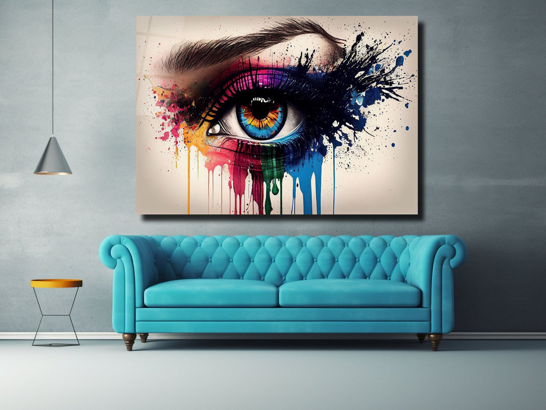 Colorful Eyes Glass Printing Wall Art - Modern Glass Wall Decor