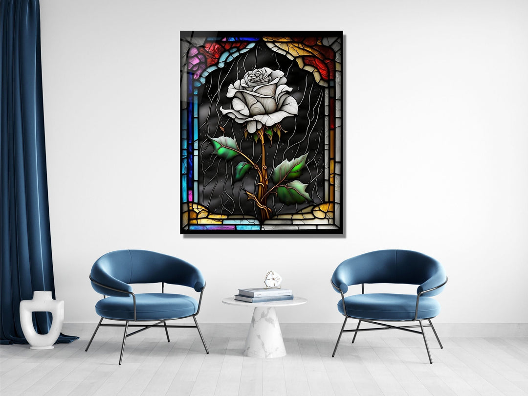 Stained Glass Rose Pattern Wall Art Window-Wall Painting Decor