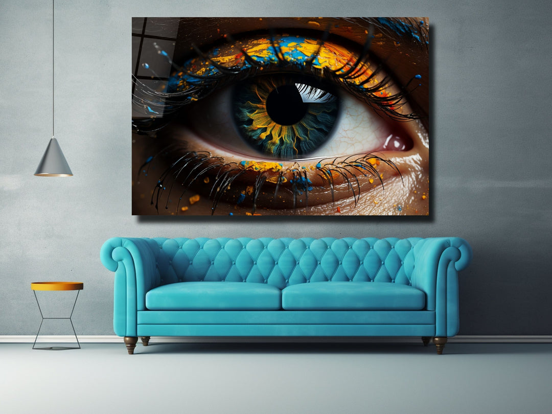 Colorful Eyes Glass Printing Wall Art - Modern Glass Wall Decor