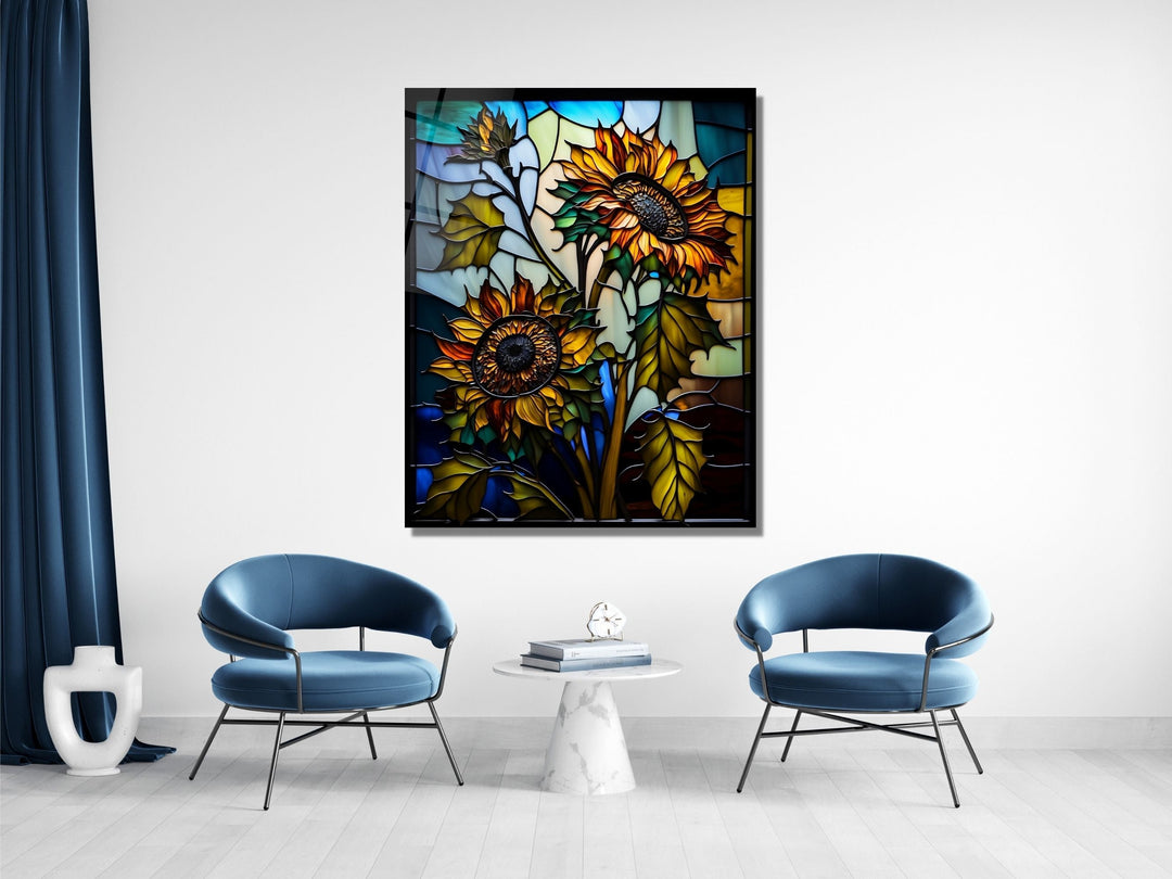 Stained Glass Sunflower Pattern Wall Art Window-Wall Painting Decor