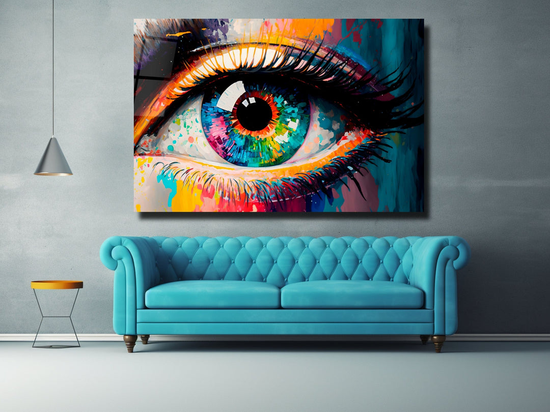 Colorful Eyes Glass Printing Wall Art - Modern Glass Wall Decor