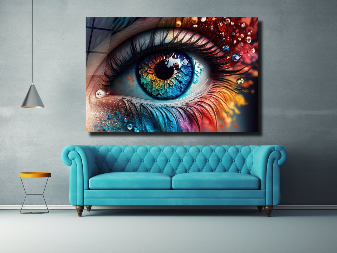 Colorful Eyes Glass Printing Wall Art - Modern Glass Wall Decor