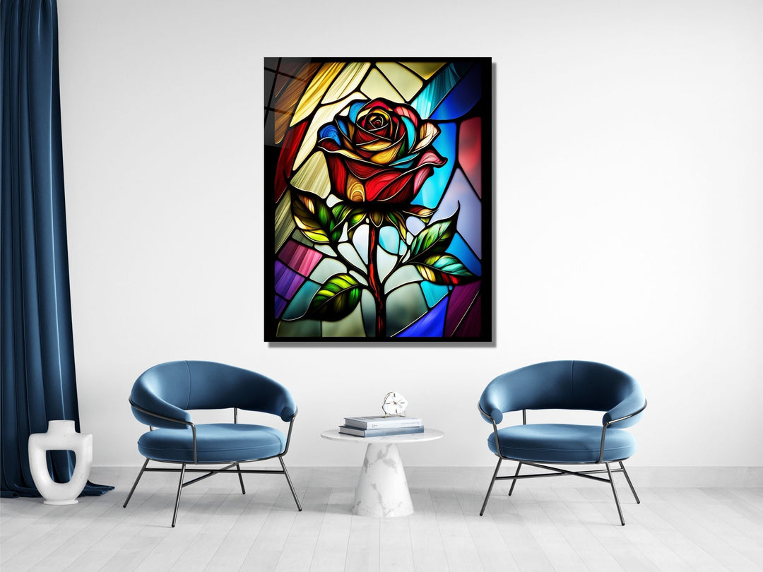 Stained Glass Rose Pattern Wall Art Window-Wall Painting Decor