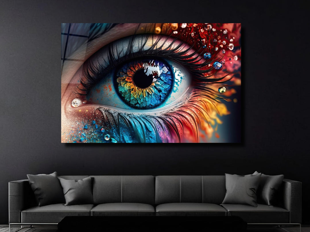 Colorful Eyes Glass Printing Wall Art - Modern Glass Wall Decor