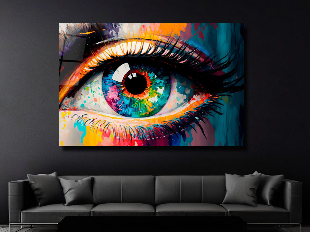 Colorful Eyes Glass Printing Wall Art - Modern Glass Wall Decor