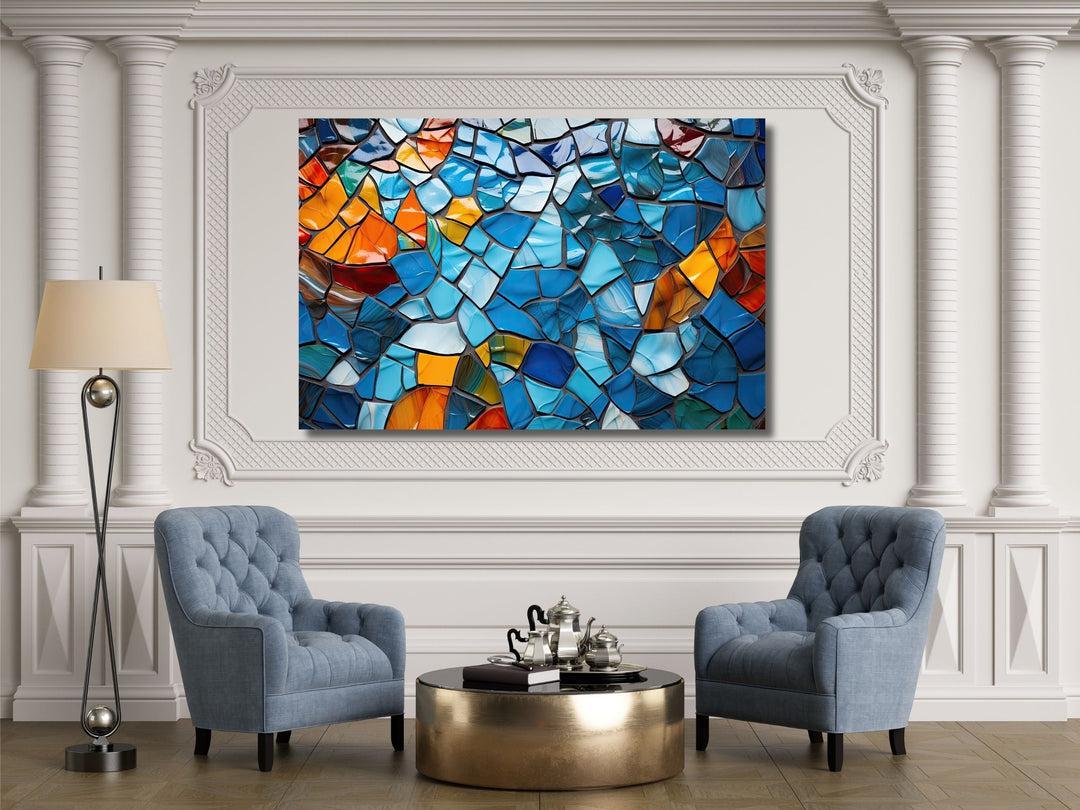 Abstract Mosaic Stained Glass Pattern Wall Art-Home Office Wall Painting Decor