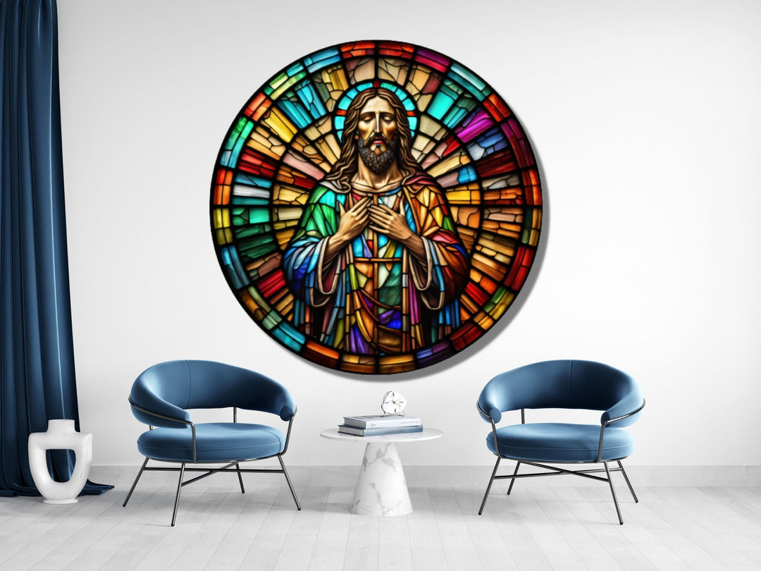 Stained Glass Jesus Christ Pattern Wall Art Window-Wall Painting Decor