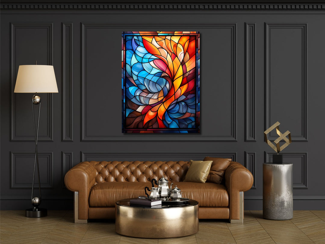 Abstract Stained Glass Pattern Wall Art-Home Office Wall Painting Decor Panel