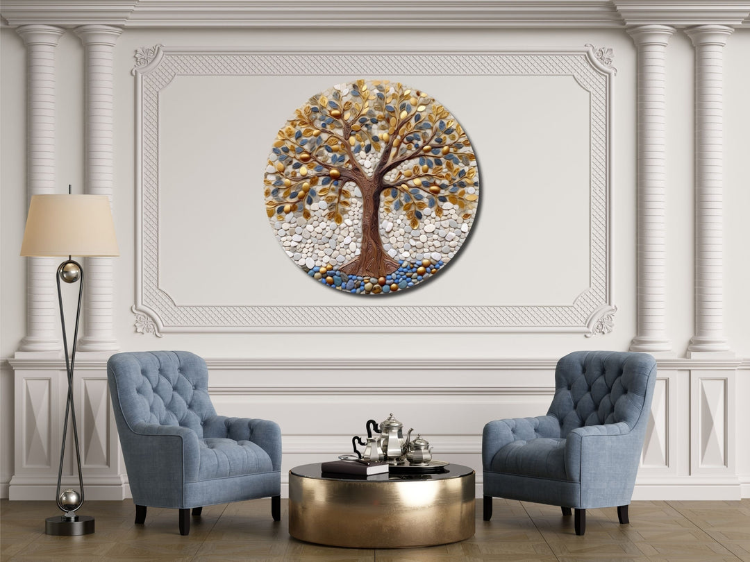 Tree of Life Stained Glass Pattern Wall Art Window-Wall Painting Decor Round