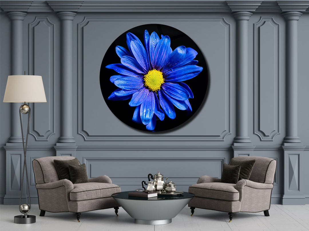 Blue Carnation Wall Art Decor-Home&Office Glass Printing Wall Painting