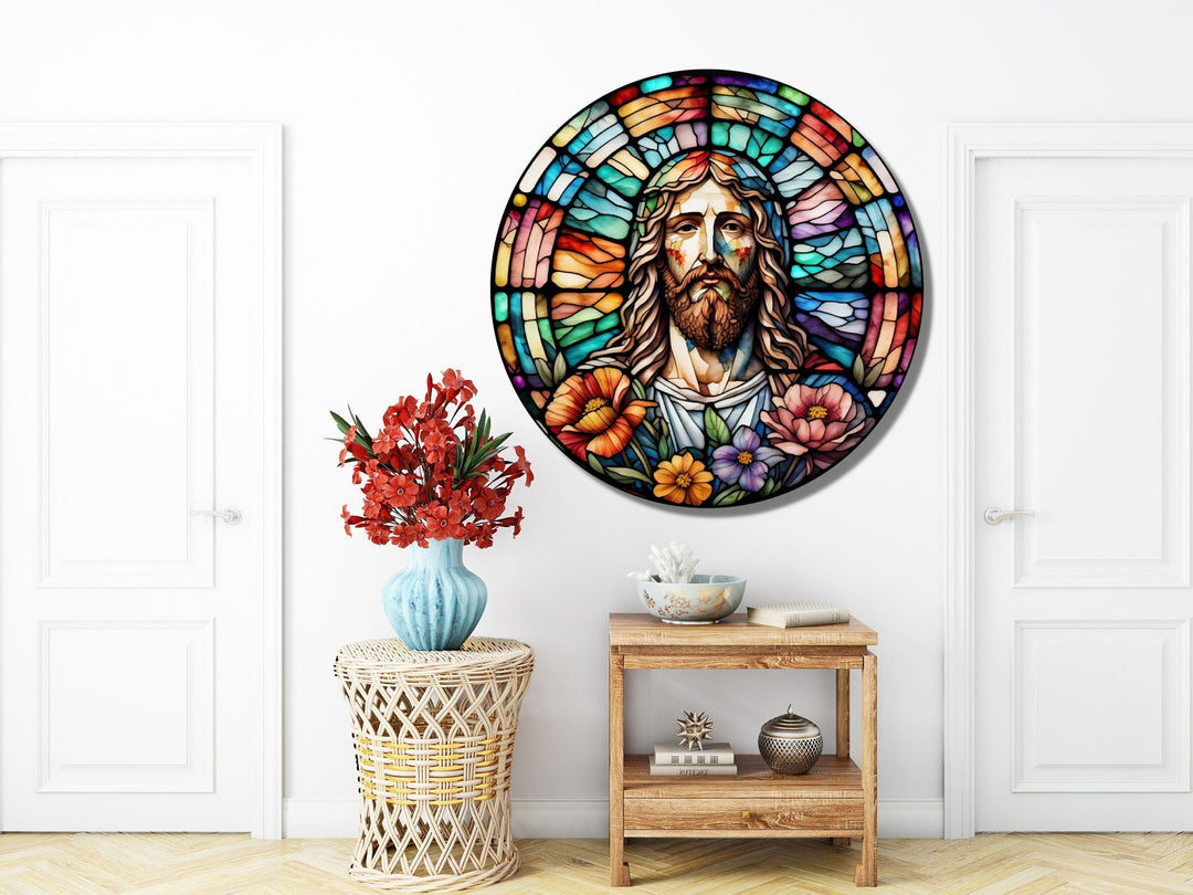 Stained Glass Jesus Christ Pattern Wall Art Window-Wall Painting Decor