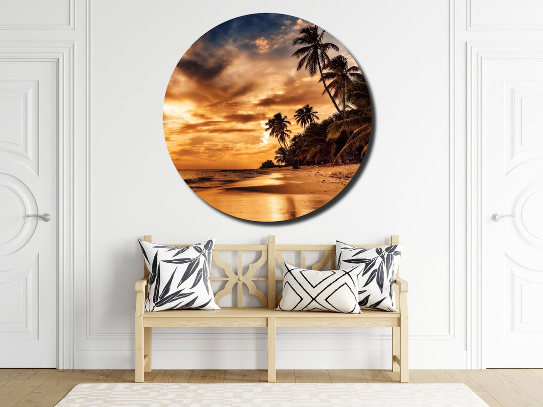 Tropical Ocean Beach&Sunset Wall Art Decor-Home&Office Glass Printing Wall Painting