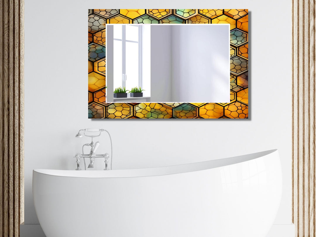 Abstract Stained Glass Pattern Wall Mirror-Home Office Wall Decoration