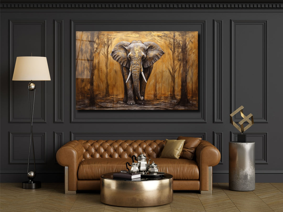 Elephant Glass Printing Wall Art - Glass Wall Decor