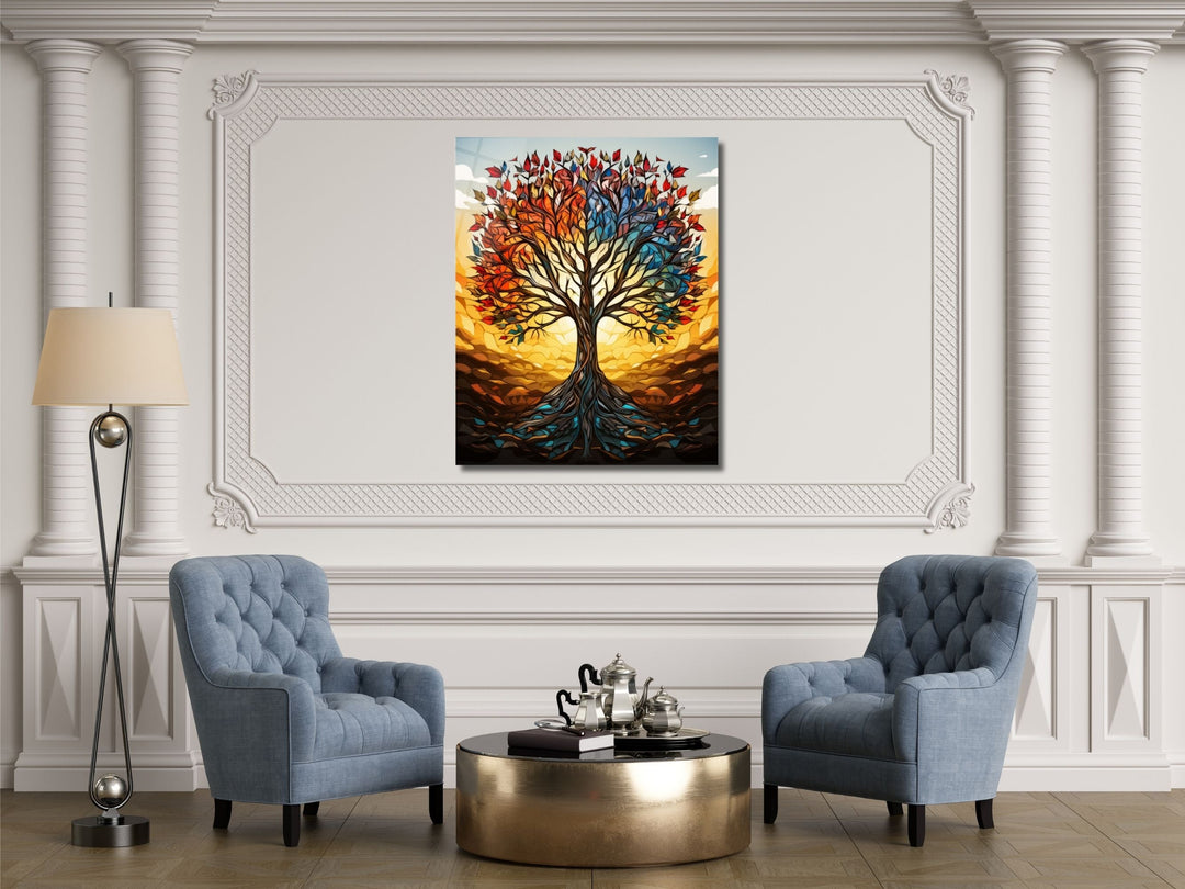 Stained Glass Wall Art Tree of Life Window-Wall Painting Decor