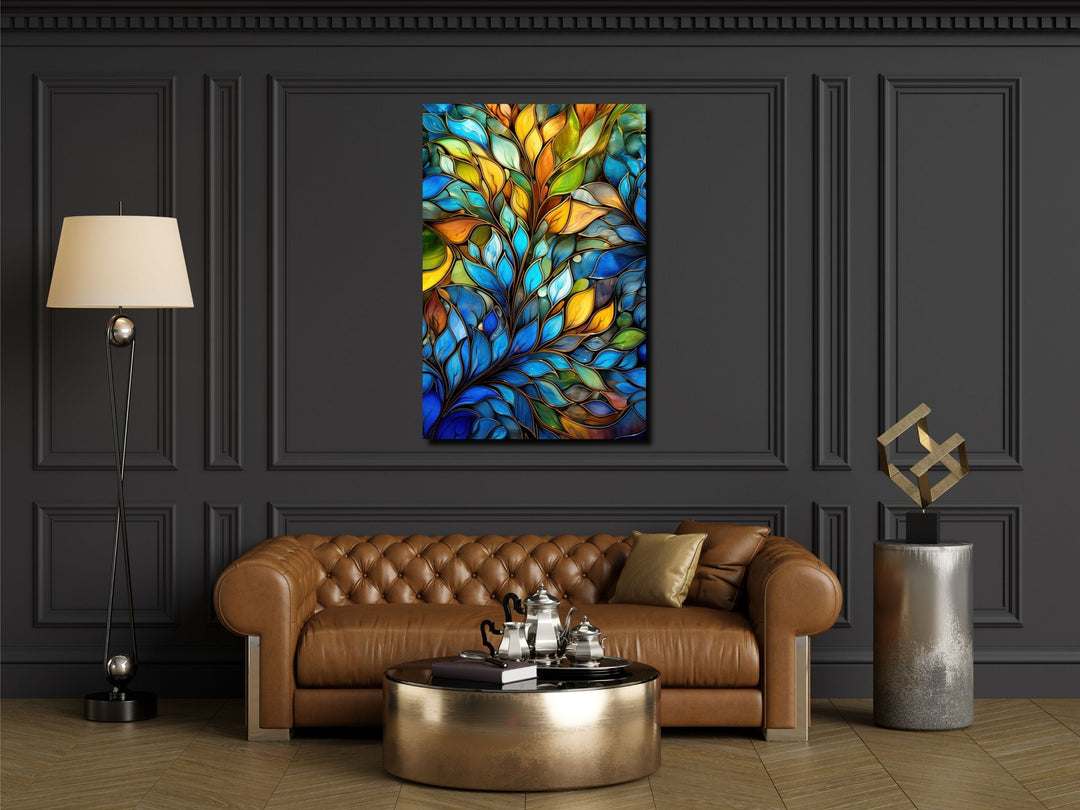 Stained Glass Floral Pattern Wall Art-Home Office Wall Painting Decor