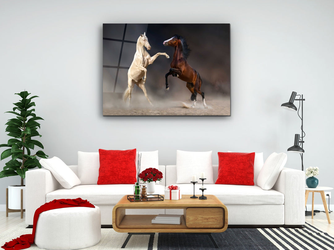 Horse Glass Printing Wall Art-Home Office Wall Painting Decoration