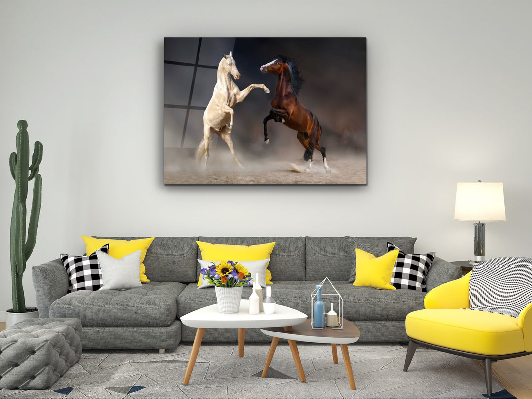 Horse Glass Printing Wall Art-Home Office Wall Painting Decoration