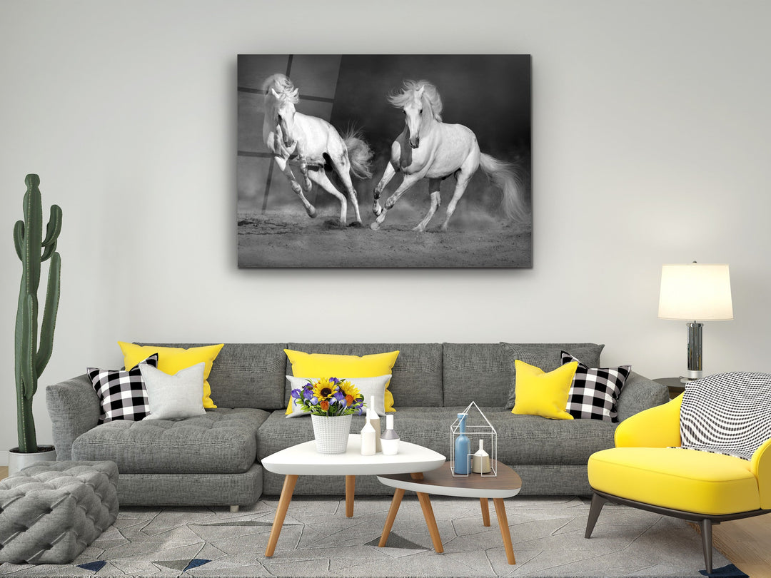 Horse Glass Printing Wall Art-Home Office Wall Painting Decoration