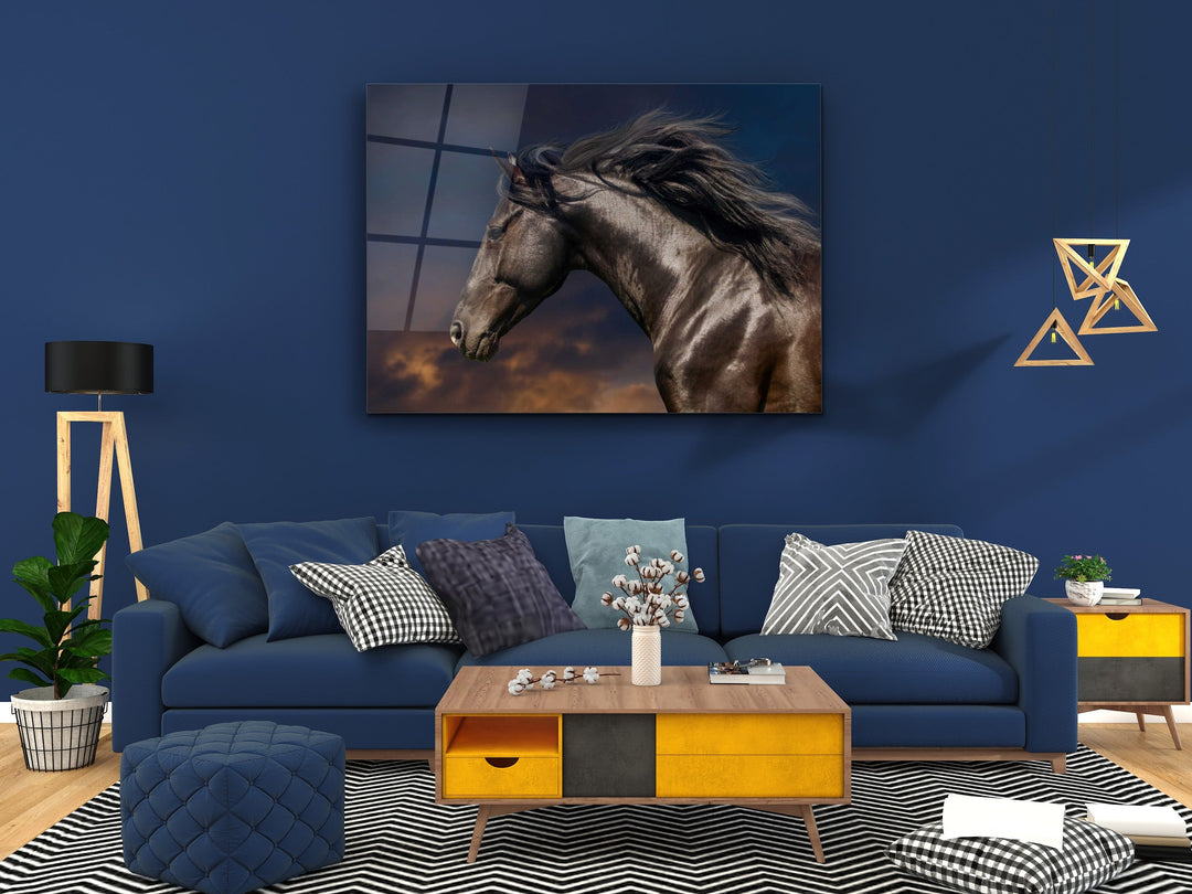 Horse Glass Printing Wall Art-Home Office Wall Painting Decoration