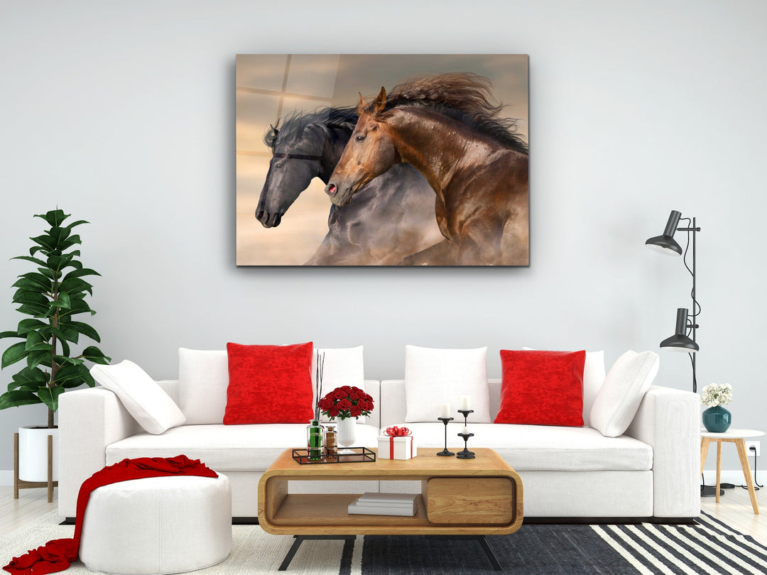 Horse Glass Printing Wall Art-Home Office Wall Painting Decoration