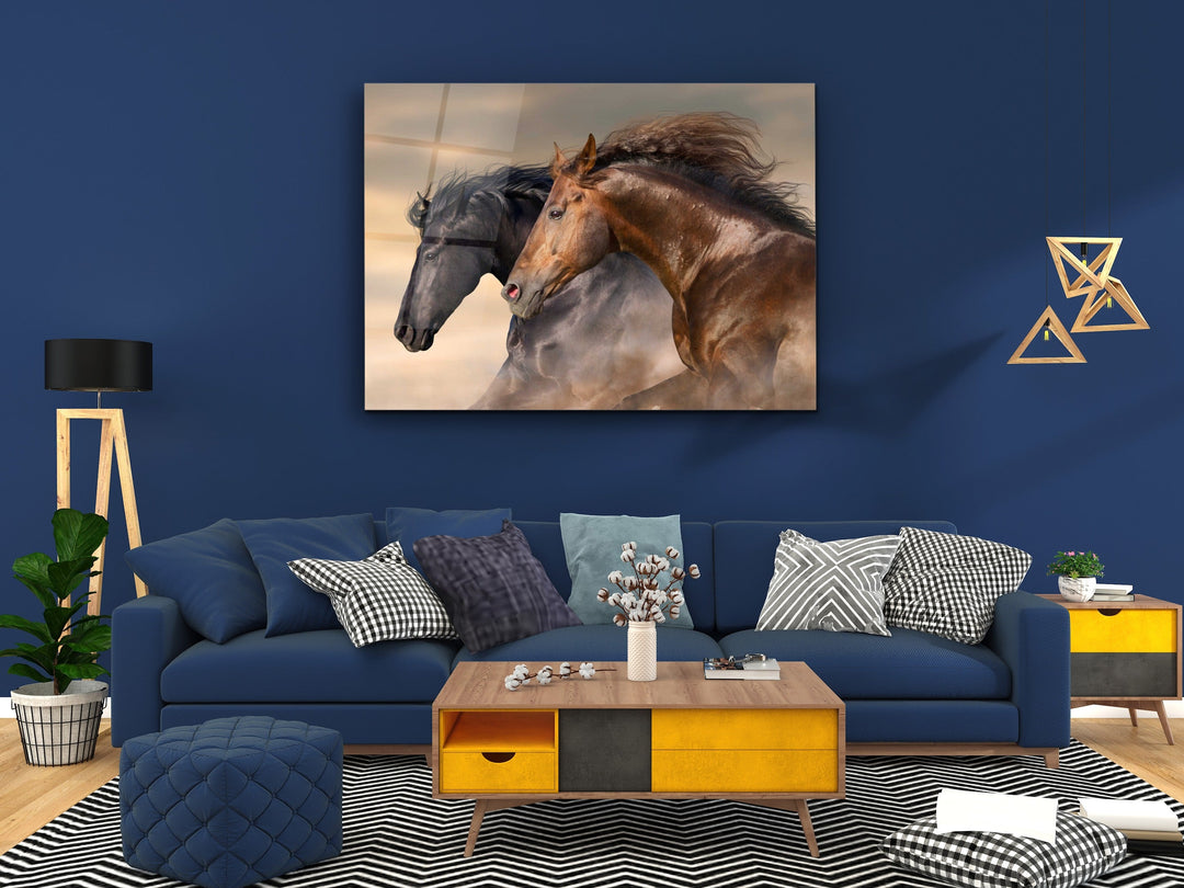 Horse Glass Printing Wall Art-Home Office Wall Painting Decoration