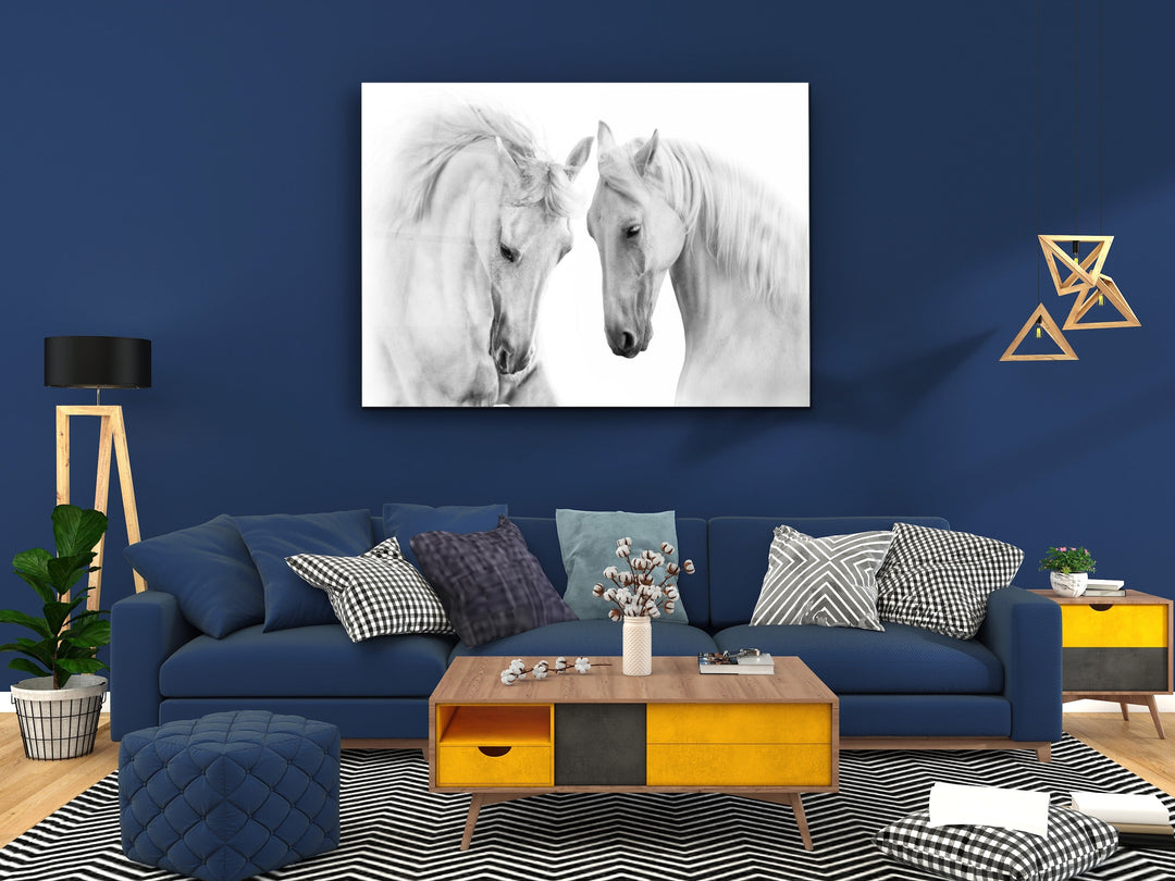 Horse Glass Printing Wall Art-Home Office Wall Painting Decoration