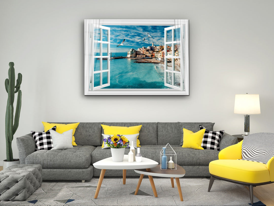 Sea View Glass Printing Wall Art-Home Office Wall Painting Decoration