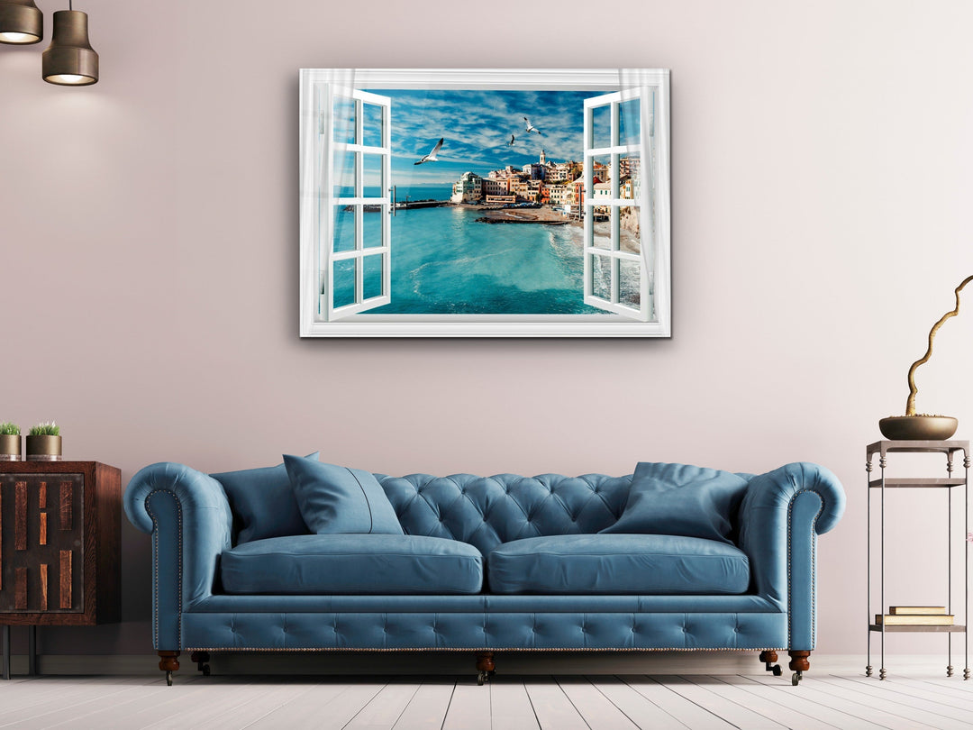 Sea View Glass Printing Wall Art-Home Office Wall Painting Decoration