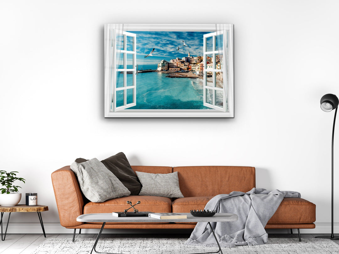 Sea View Glass Printing Wall Art-Home Office Wall Painting Decoration