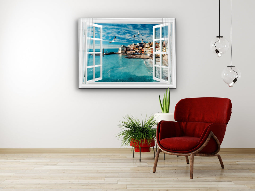 Sea View Glass Printing Wall Art-Home Office Wall Painting Decoration