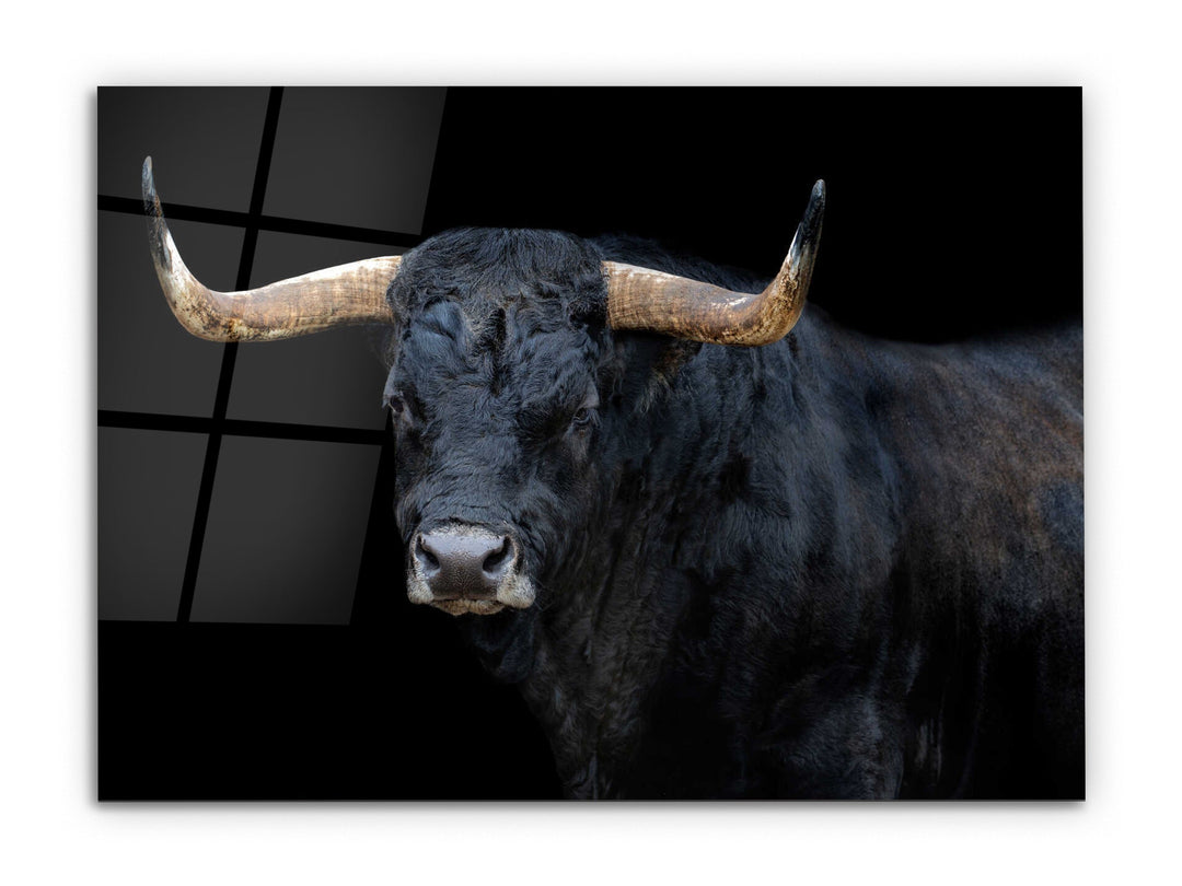 Bull Glass Printing Wall Art-Home Office Wall Painting Decoration