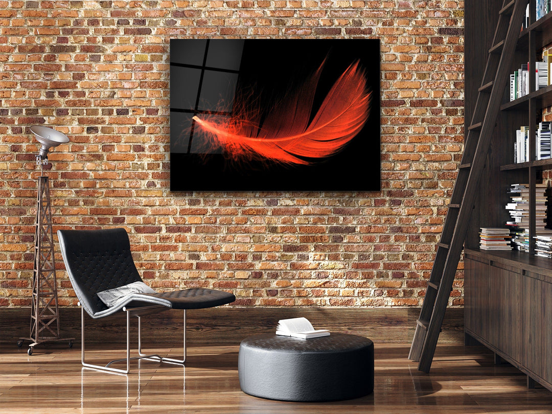 Feather Glass Printing Wall Art-Home Office Wall Painting Decoration