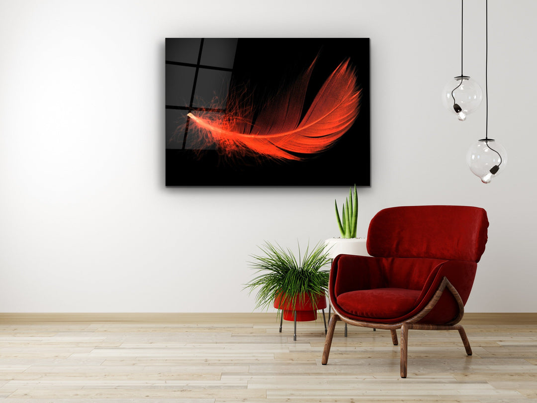 Feather Glass Printing Wall Art-Home Office Wall Painting Decoration