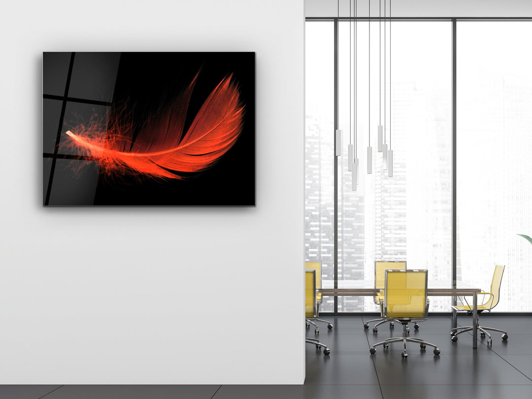 Feather Glass Printing Wall Art-Home Office Wall Painting Decoration