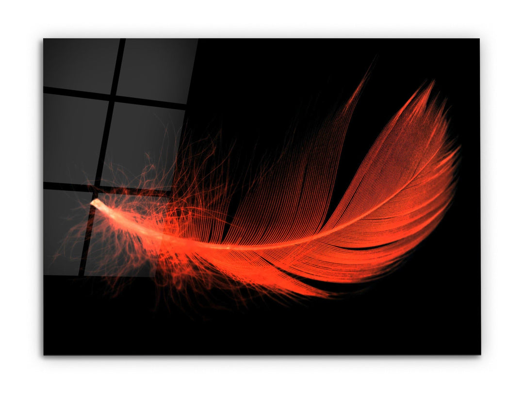 Feather Glass Printing Wall Art-Home Office Wall Painting Decoration