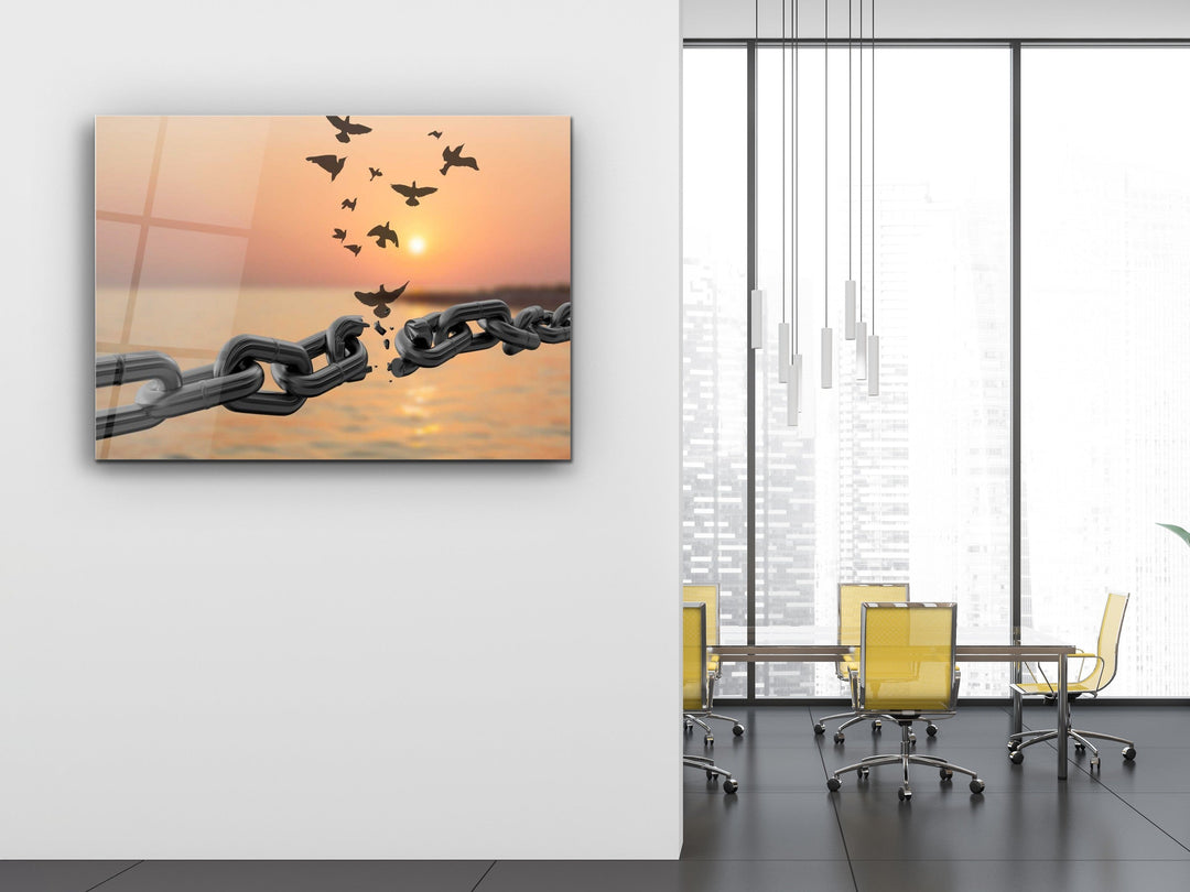 Tempered Glass Printing Wall Art-Home Office Wall Painting Decoration