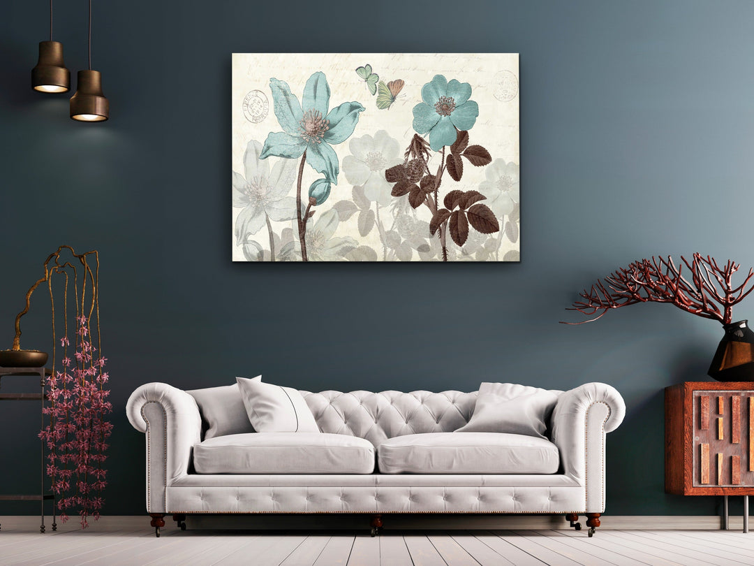 Abstract Floral Glass Printing Wall Art-Home Office Wall Painting Decor