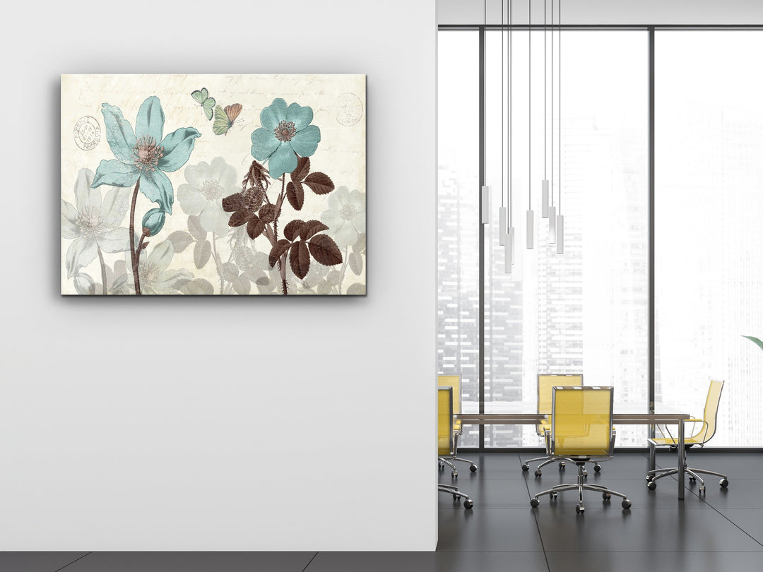 Abstract Floral Glass Printing Wall Art-Home Office Wall Painting Decor