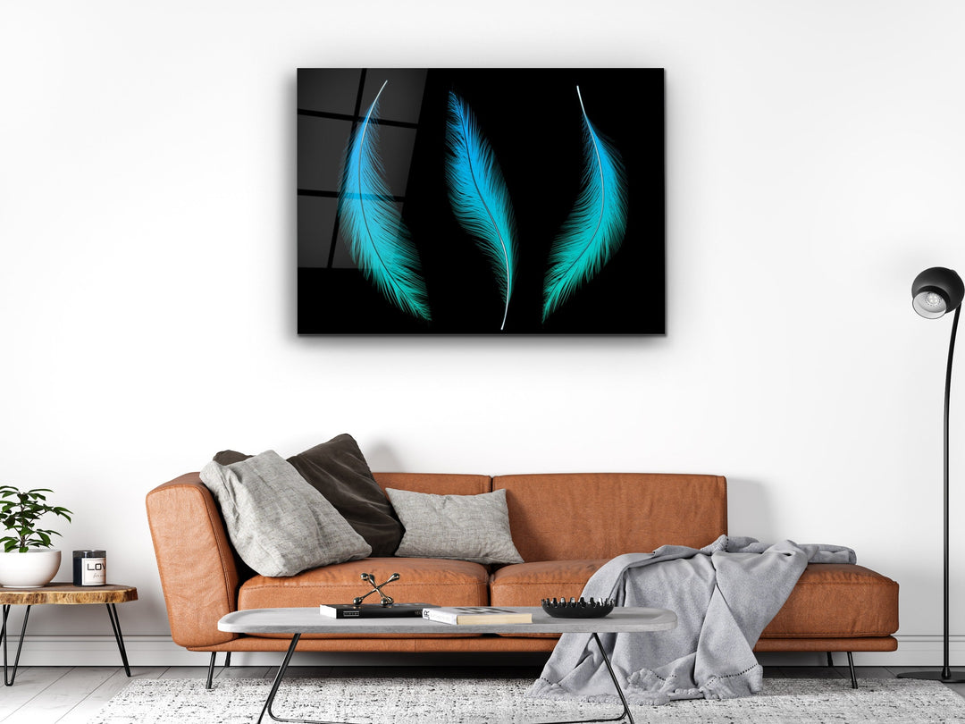 Feather Glass Printing Wall Art-Home Office Wall Painting Decoration