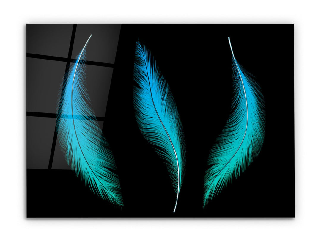 Feather Glass Printing Wall Art-Home Office Wall Painting Decoration