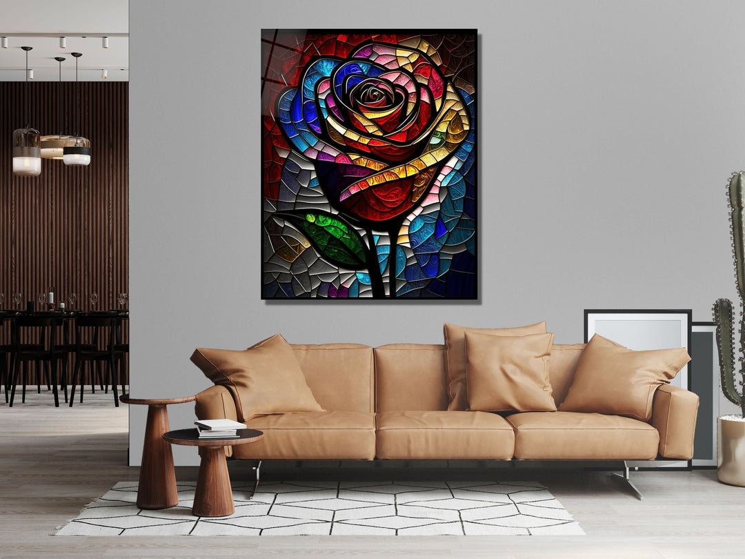 Stained Glass Rose Pattern Wall Art Window-Wall Painting Decor