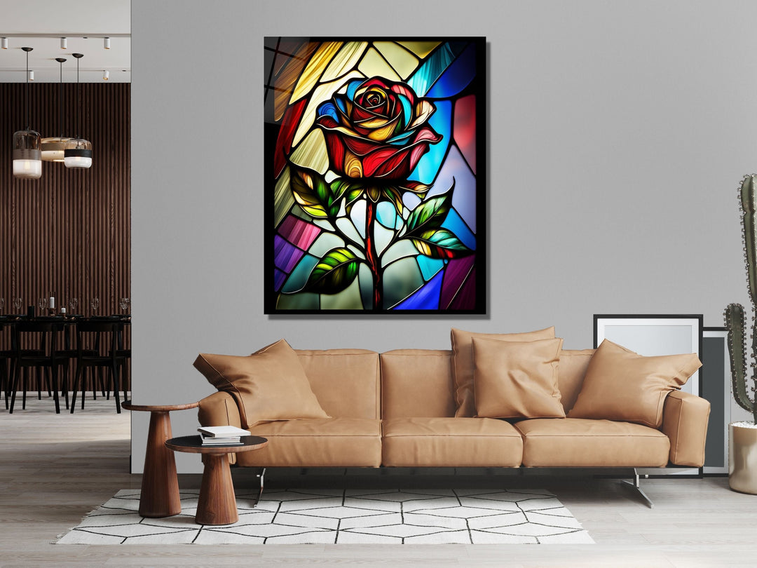 Stained Glass Rose Pattern Wall Art Window-Wall Painting Decor