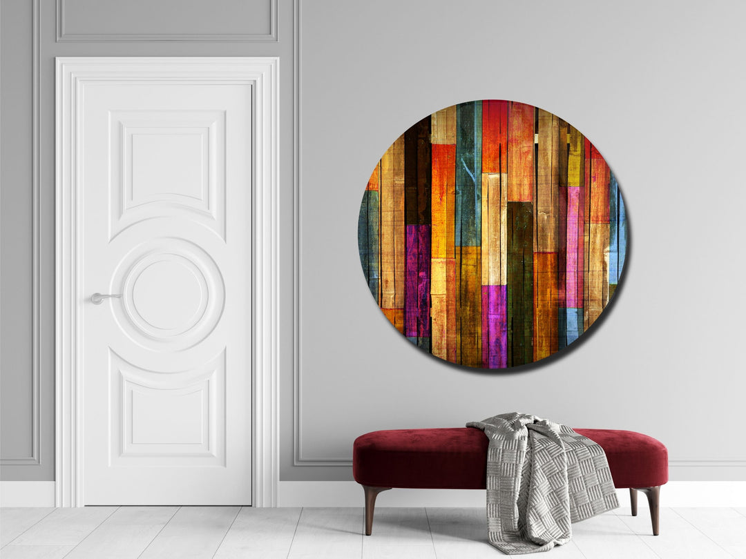 Colorful Wooden Stained Glass Pattern Wall Art Decor-Home&Office Glass Printing Wall Painting