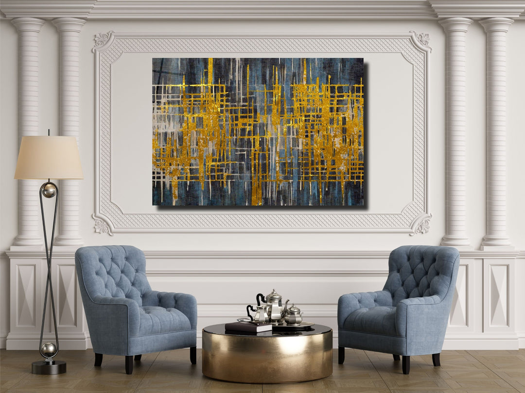 Abstract Gold Glass Printing Wall Art - Glass Wall Decor