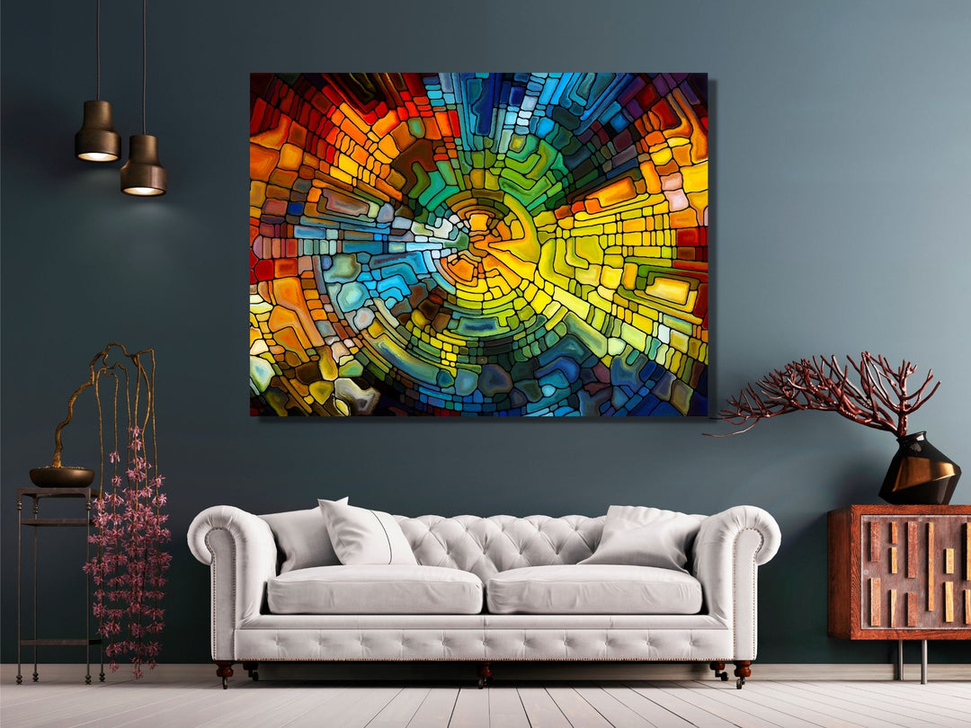 Abstract Stained Glass Pattern Wall Art-Home Office Wall Painting Decor Panel